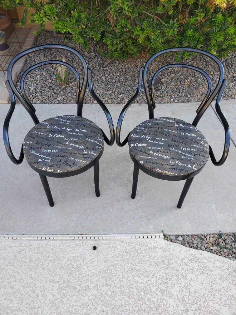 Pair Of Vintage French Bistro Chairs