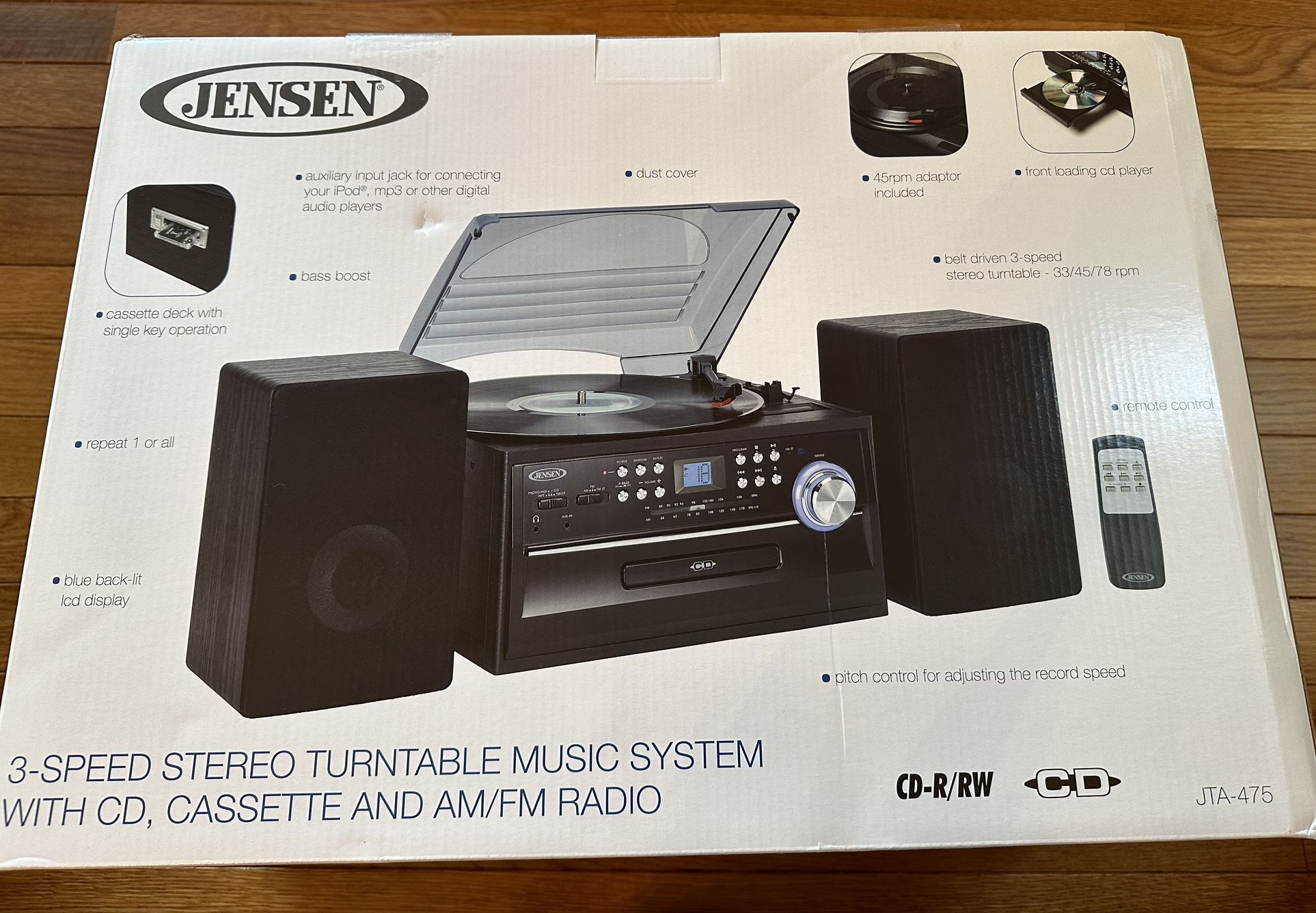 Jensen 3-speed Stereo Turntable Music System With CD, Cassette, AM/FM Radio