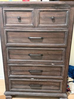Dark Brown Wood 5-Drawer Tall Dresser