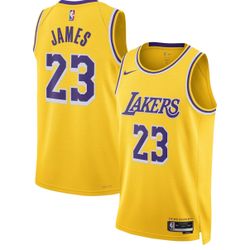 Unisex Los Angeles Lakers LeBron James Nike Gold Swingman Jersey - Icon Edition