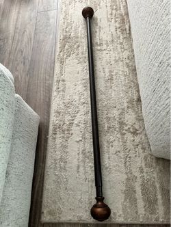 Decorative Wooden Curtain Rod with Round Finials - Dark Brown