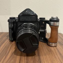 Pentax 6x7 MLU w/ Takumar 105mm f/2.4 + Wooden Handle Grip