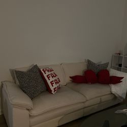 Small crème boucle couch — lightly used for 1 year!