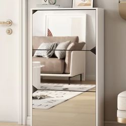 Mirrored Shoe Storage Cabinet 