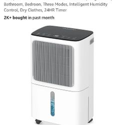 2500 Sq.Ft Dehumidifiers for Home with Drain Hose Max 34 Pints, VEAGASO Dehumidifier for Basement, Large Room, Bathroom, Bedroon, Three Modes, Intelli