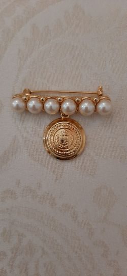 Claiborne Faux Pearl Bar Brooch