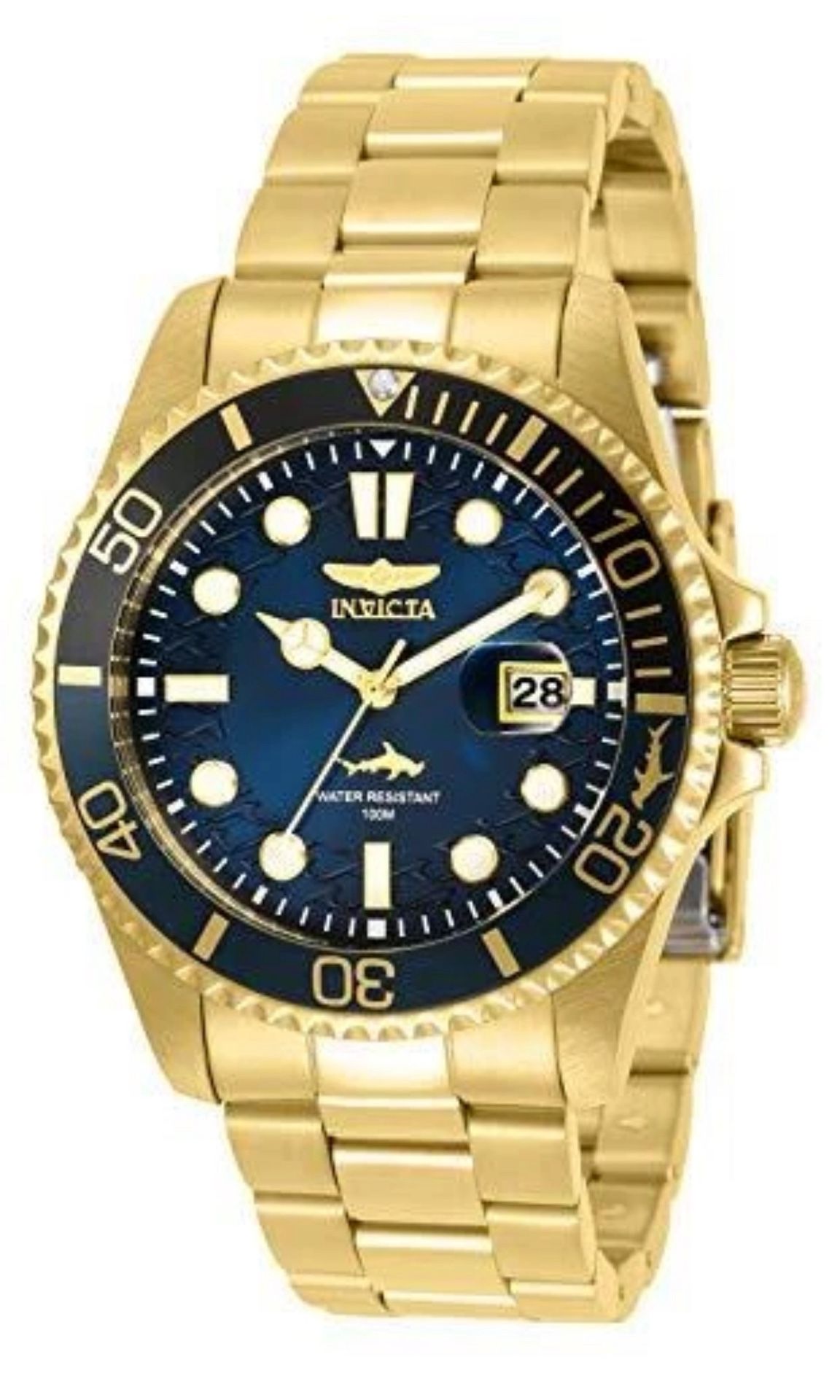 Invicta Men's 30810 Pro Diver Quartz Multifunction Blue Dial Gold Tone SS Watch