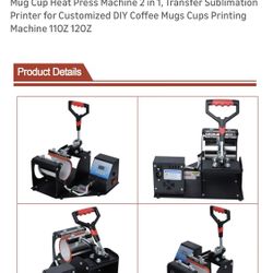 Mug Cup Heat Press Machine 2 in1,Transfer Sublimation