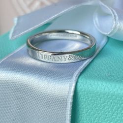 Tiffany & Co. Flat Band Ring in Platinum size 6.75 NEW $1350
