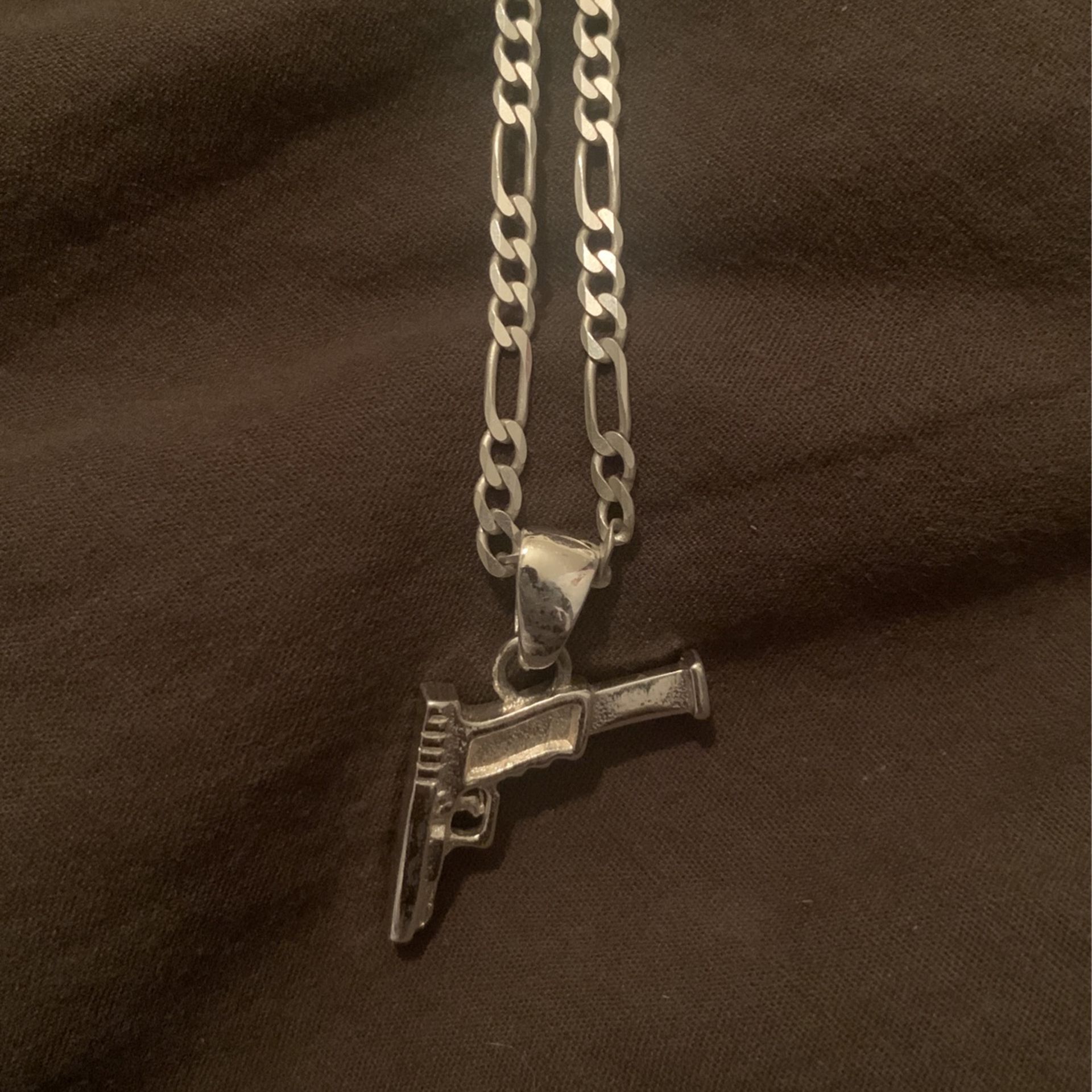Glock 9 Silver Pendant and Chain