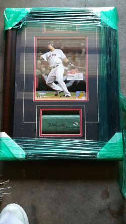Signed Fenway Gate by Manny Ramirez matted & Framed coa
