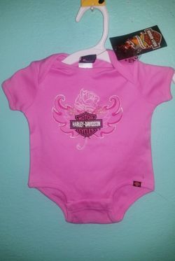 Harley Davidson Pink Baby Onesie...Size 0-3 months..Brand New!