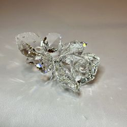 Swarovski Secret Garden Rose With Dew Drops Crystal Glass Figurine