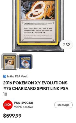 2016 POKEMON XY EVOLUTIONS #75 CHARIZARD SPIRIT LINK PSA 10