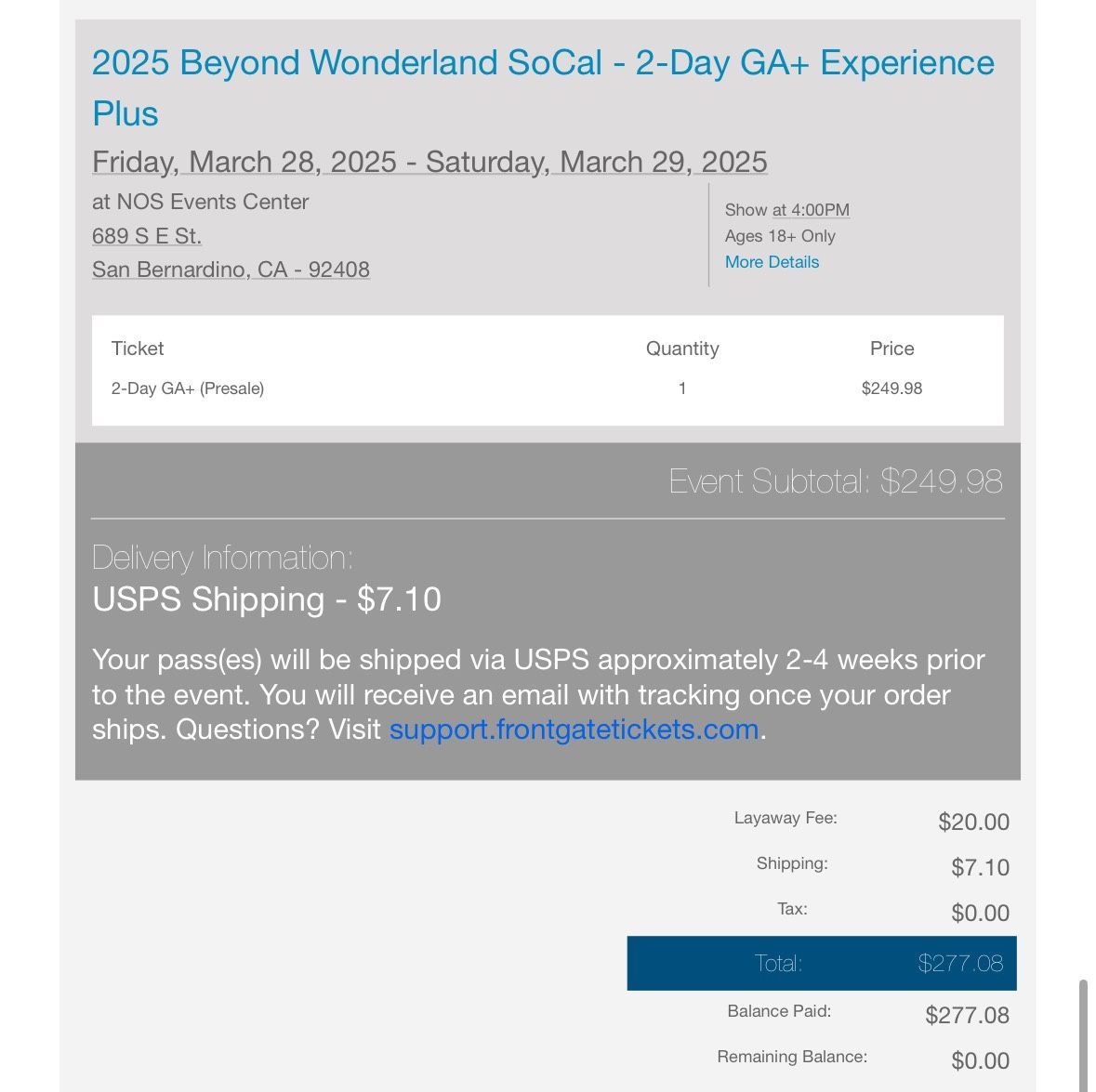 Beyond Wonderland SoCal 2025 Ticket