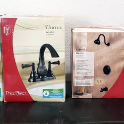 Home Depot Tuscan Bronze Finish Tub & Shower Set & 2 Centerset Bathroom Faucets 