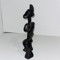 Vintage Carved Wood Native Tribal Figure Sculpture 16” Hand Carved Statue  