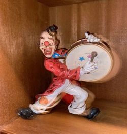 Rare Verones Clown Figure Playing the Drum 10 inches