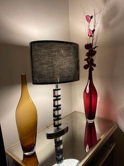 IKEA SALONG Glass Vases – Amber & Burgundy Pair