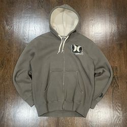 Brown Hurley Y2K Zip Up Fleece Hoodie 