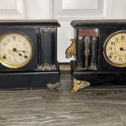 Antique Black Clocks (His & Hers Mantle clocks)