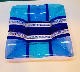 Beautiful square fused glass and millefiori accent dish