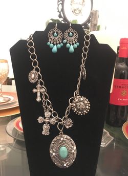 new turquoise earring necklace set great gift !