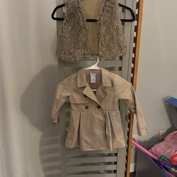 Winter Toddler Trenchcoat & Faux Fur Vest $10