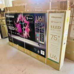 75” Hisense ULED U6N MINI-LED 4K UHD Smart Tv 