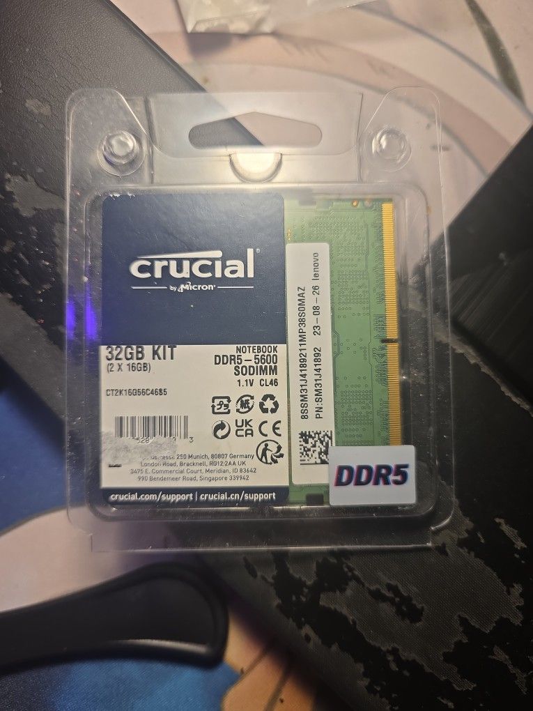32 GB Jkit (2 X 16GB) DDR5 - 5600 SODIMM Notebook Ram