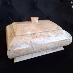 Vintage Maitland Smith Marble Jewelry Box 4” x 3.5”