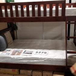 Brand New Brown Or Gray Twin Over Full Bunkbed