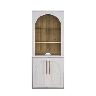 Blake Modular Storage Cabinet with Hutch Arched, White Oak