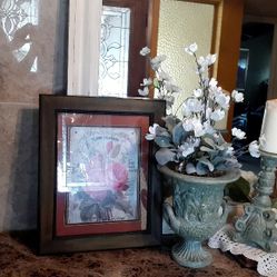 Floral Arrangement and Candle Holder Home Decor