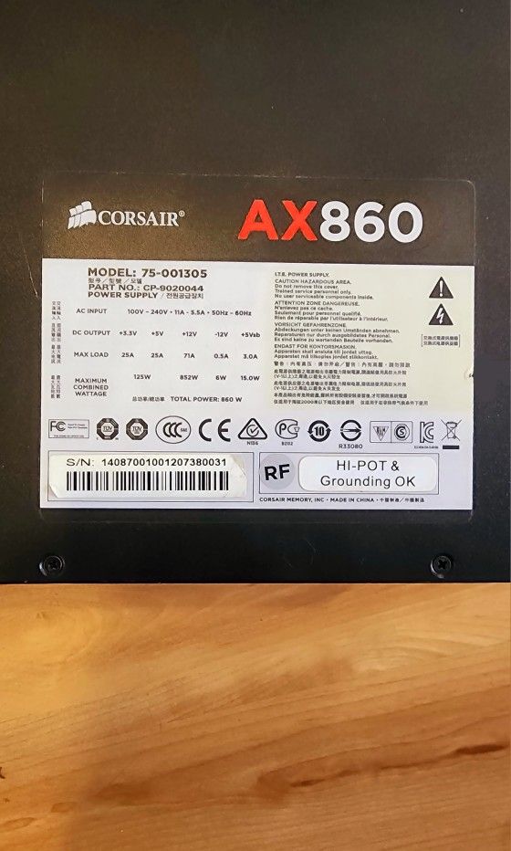 Corsair AX860 860W 80+ Platinum Fully Modular ATX Power Supply - Excellent Condition!