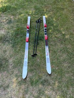 Vintage Elan Sport Flex 185 cm Downhill Skis w/ Tyrolia 360RS Bindings + Scott Poles