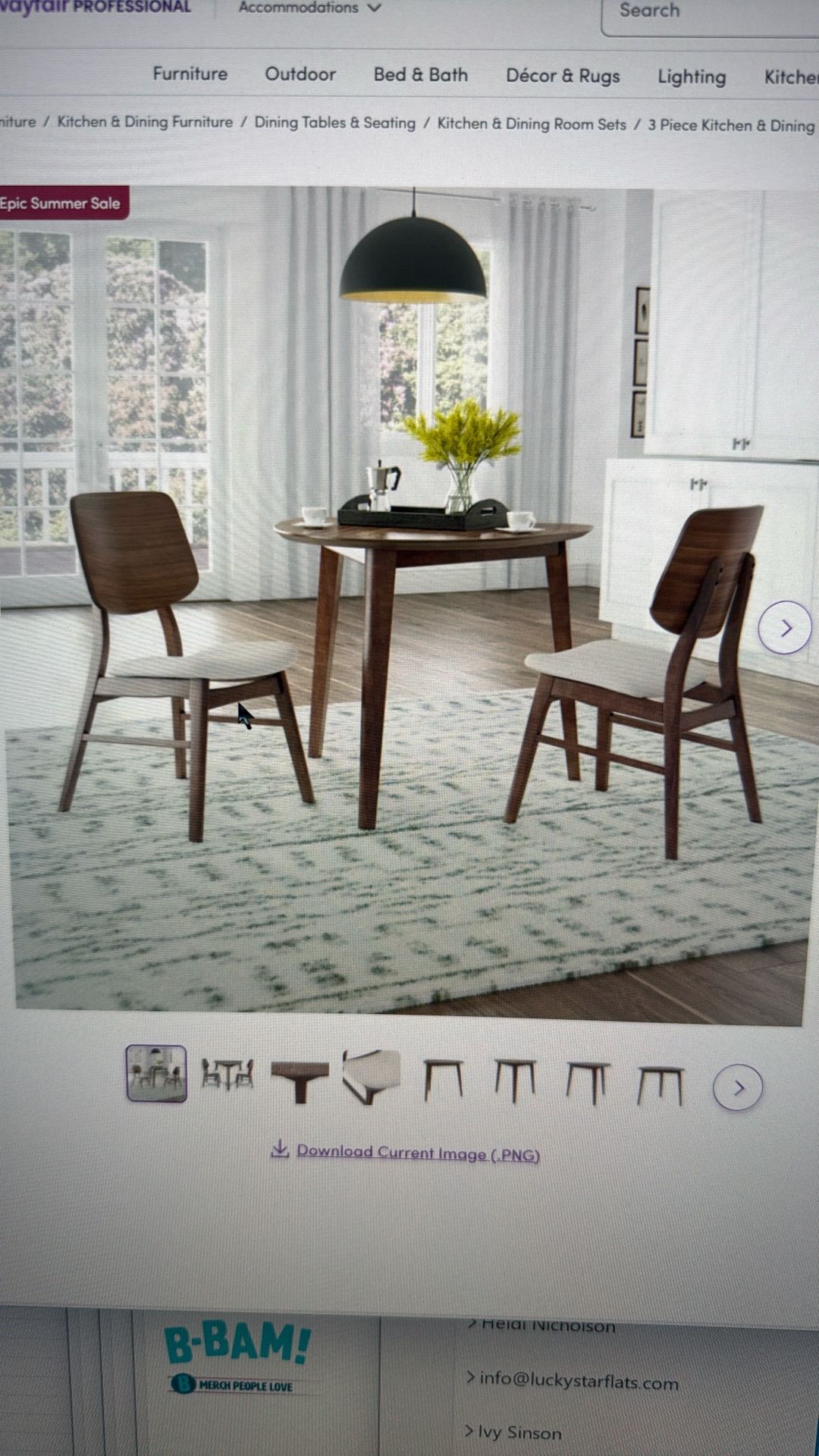 3 Piece Wood Dining Corner Table & 2 Chairs