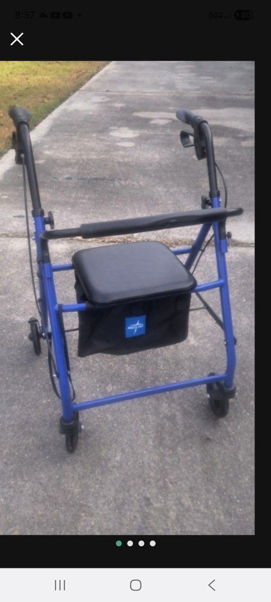 MEDLINE ADULT ROYAL BLUE ROLLATOR WHEEL WALKER