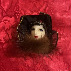 Vintage Brooch,trimmed In Gold And Sheer 