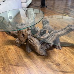 Driftwood Glass Top Coffee Table 