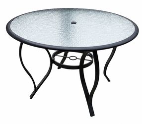 Round Patio Dining Table with Glass Top