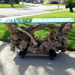 Breathtaking Manzanita Root Console Table Sofa Table With Glass Top. Unique. One Of A Kind. Originally Paid $3,800. Asking Only $1,000 OBO.