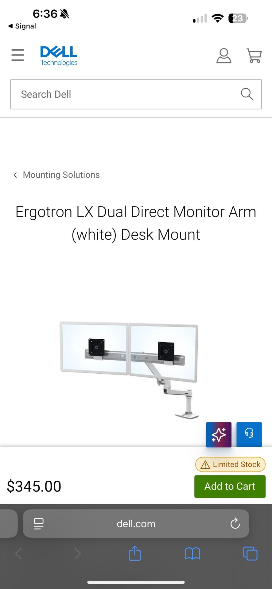 Dual Monitor Arm - Black - NEW