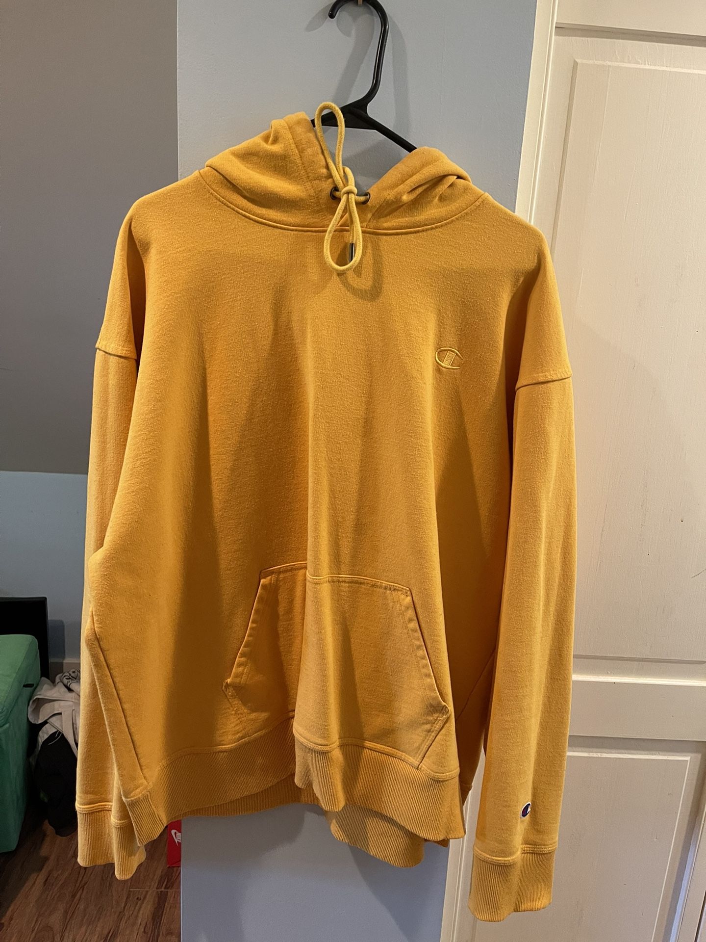 yellow champion hoodie