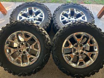 20” OEM GMC Snowflake Chrome Wheels & Nitto Mud Grappler Tires