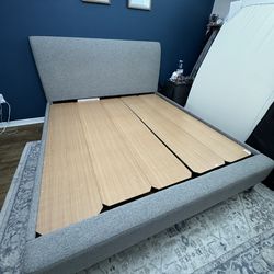 Modern Upholstered Platform Bed Frame (King Size) – Must Go!