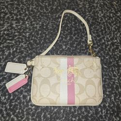 Coach Pink Beige Khaki Wristlet Wallet