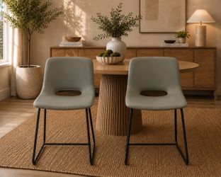 Set of 2 modern sage green faux leather barstools