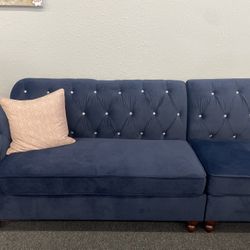 Blue 4pc Sectional with Ottoman 