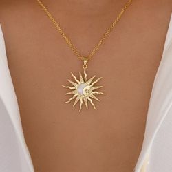 Sun Zinc Alloy Pendant Necklace for Women – Independent Station Bestseller, Hexagram Zircon Collarbone Chain